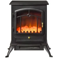 HOMCOM Chimenea Decorativa con Efecto de Llama Termostato y Protección contra Sobrecalentamiento 45x28x54 cm Negro(m-13)