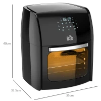 HOMCOM 12L 8 in 1 Digital Air Fryer Oven with Roast, Bake, Dehydrate, 8 Preset Modes, Rapid Air Circulation, Timer, Inner Light, Memory Function, 1800W, Dish Wash Accessory, Black(m-3)