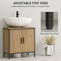 HOMCOM Bathroom Vanity Unit, Under Sink Storage Cabinet with 2 Doors, Adjustable Shelf for Basin without or with Pedestal, Oak(m-6)