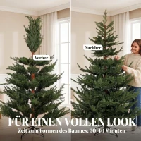 HOMCOM Weihnachtsbaum, Kunsttanne, realistisches Aussehen, schneller Aufbau, Kunststoff, Grün, 140 x 140 x 210cm(m-5)