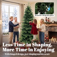 HOMCOM Geneva Fir Hinged Xmas Tree, 7ft/210cm Artificial Christmas Tree with 2079 Branch Tips, Foldable Steel Stand, Green(m-6)
