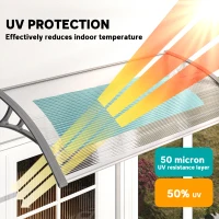 Outsunny Front Door Canopy, Outdoor Awning, Rain Shelter, 110 x 60cm, Grey(m-4)