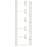 HOMCOM Estantería Librería de 6 Niveles Estantería de Madera con 11 Compartimientos Abiertos 61x21,6x162,6 cm Blanco(m-11)