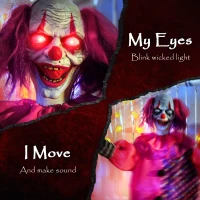 Outsunny 5′7″ Scary Animated Clown Decoration - Pink/Purple(m-4)