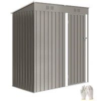 Outsunny Metall Gerätehaus 1,37 m², abschließbar Geräteschuppen mit Lüftung Pultdach Handschuhen, 163 x 90 x 179 cm(m-12)