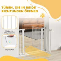 PawHut Deurhek, montage zonder boren, verstelbare breedte 76-97 cm, met één hand te openen, metaal, wit, 76 cm hoog(m-9)