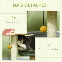 PawHut Arranhador para Gatos Pequeno Centro de Atividades para Gatos com Cama Poste de Sisal e Bola Suspensa 43x39x52 cm Multicor(m-6)