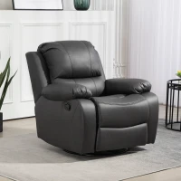 HOMCOM Relaxstoel, Verstelbare Leuning & Voetsteun, Draaibaar, tot 150 kg, Stalen Frame, 93x100x98cm, Zwart(m-2)