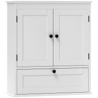 HOMCOM Bathroom Wall Cabinet with Adjustable Shelf and Recessed Doors, White(m-1)