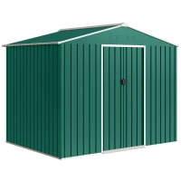 Outsunny Abrigo de Jardim Exterior 3,6 m² 236x171x191 cm com Portas Deslizantes e Ranhuras de Ventilação Verde(m-1)