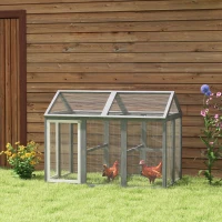 PawHut Enclos poulailler 1,18 m², parc grillagé avec porte verrouillables, cadre en bois massif, 140 x 88,5 x 106 cm, gris(m-2)