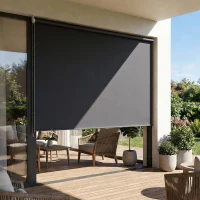 Outsunny Außenrollo 160 x 240 cm Ausziehbar Balkonrollo mit Perlenzug UPF30+ Senkrechtmarkise Dunkelgrau(m-8)
