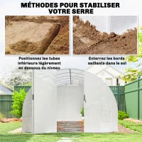 Outsunny Serre Tunnel de Jardin 18m², Serre de Jardin Tunnel avec Porte et 12 Fenêtres avec Moustiquaires, 295x597x200cm, Blanc(m-8)