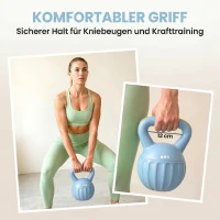 SPORTNOW Kettlebell Kugelhantel 6 kg Gewicht-Hantel mit Sand befüllt für Anfänger Zuhause Krafttraining 17 x 17 x 23 cm Blau(m-6)