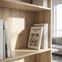 HOMCOM Six Shelf Bookcase - Oak(m-9)