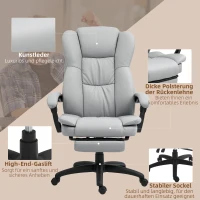 Vinsetto Verstelbare Draaistoel met Voetensteun, Hoofdsteun, Massagefunctie, Kunstleer, 68,5x68,5x113-121cm(m-8)