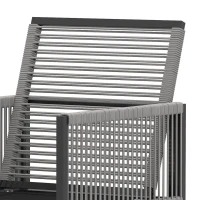 Outsunny Tuinmeubelset 5-delige eethoek met glazen tafel en 4 ademende inklapbare stoelen met touwweefsel(m-10)