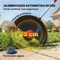 Outsunny Aparador Sem Fios 18V com 2 Baterias de 4.0Ah e Carregador Barra Ajustável Cabeça e Pega Reguláveis Prateado(m-7)