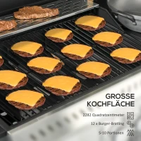 Outsunny Gasgrill, BBQ-grill, 4 hoofbranders, 1 zijbrander, 1 warmhoudplaat; 123 x 52 x 101cm, Zwart(m-4)