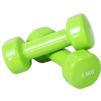 HOMCOM Ensemble d'haltères courtes total 10 Kg - paires de 0,5/1/1,5/2 Kg avec malette - entraînement musculaire & haltérophilie - métal PU rose, jaune, vert, violet(m-8)
