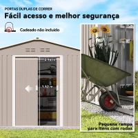 Outsunny Abrigo de Jardim 277x195x192 cm  Metálico para Armazenamento de Ferramentas Cinzento(m-6)