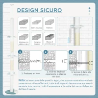 PawHut Albero Tiragraffi per Gatti a Soffitto con Palo Regolabile da 225-255 cm, Pallina e Piattaforme, Bianco(m-7)