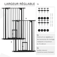 PawHut Lot de 2 barrières de sécurité animaux de 104H cm avec système de double verrouillage sans percage de 74 à 80 cm(m-6)