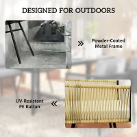 Outsunny 5 Piece Garden Furniture Set, Garden Dining Set with Wood-Plastic Table and 4 Armchairs, Beige(m-9)