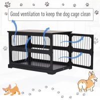 PawHut Elegante Recinto per Cani di Taglia Medio-piccola (Max. 30kg), Gabbia in MDF e Rete Metallica, 55 x 90 x 60 cm(m-5)