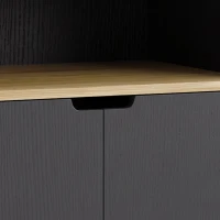 HOMCOM Keukentrolley met Opbergruimte, Kast en Verstelbare Plank, Zwart(m-12)