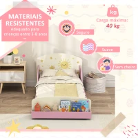 AIYAPLAY Cama Infantil para Crianças +3 Anos 70x140 cm em Madeira com Armazenamento e Desenhos de Estrelas para Dormitório Rosa(m-7)