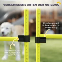 PawHut Honden Agility-Set, Hindernissen/Slalompalen/Grondstaven, Draagtas, Robuust, Geel(m-8)