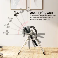 HOMCOM Table d'inversion de musculation pliable ceinture de sécurité réglable acier coloris argent noir(m-6)