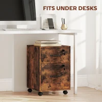 HOMCOM Rolling File Cabinet with 2 Drawers, Mobile Filing Cabinet with Hanging File Folder for Letter Sized Documents, Rustic Brown(m-7)