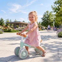AIYAPLAY Baby Balance Bike for 1-2 Years Old, Light-up Toddler Balance Bike with Adjustable Seat, 4 Silent EVA Wheels, Green(m-10)