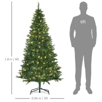 HOMCOM 6FT Christmas Tree Warm White LED Light Holiday Home Decoration, Green(m-3)