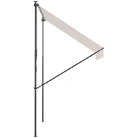 Outsunny Toldo Manual Retrátil Ajustável 200x170x200-290 cm com Manivela Proteção Solar UV40+ para Varanda Jardim Creme(m-9)