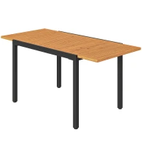 Outsunny Mesa de Jardín Extensible 100/150x70 cm de Madera y Metal con Agujero para Sombrilla para 4-6 Personas Teca(m-11)