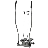 HOMCOM Stepper avec guidons extenseurs appareil fitness avec écran LCD multifonction acier ABS 54 x 40 x 135 cm noir et argent(m-1)