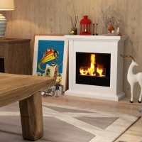 HOMCOM Bioethanol Fire Heater, with Mantelpiece - White(m-2)