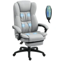 Vinsetto Verstelbare Draaistoel met Voetensteun, Hoofdsteun, Massagefunctie, Kunstleer, 68,5x68,5x113-121cm(m-11)