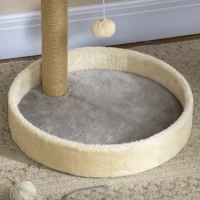 PawHut Árbol Rascador para Gatos Altura 44 cm Torre de Escalada con 2 Camas Poste de Yute, Juguete Colgante Gris Claro(m-9)