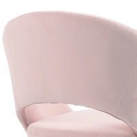 HOMCOM Velvet Desk Chair, Modern Office Chair with Height-Adjustable, Wheels, for Home Study Bedroom, Pink(m-11)
