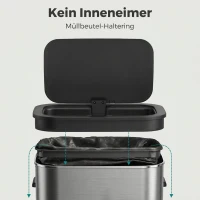 HOMCOM Sensor-Mülleimer 55 L für die Küche, berührungsloser Abfalleimer aus Edelstahl, batteriebetrieben, Silber(m-7)