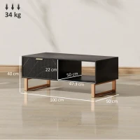HOMCOM Elegant Marble Effect Storage Coffee Table - Black(m-3)