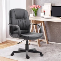 Vinsetto Sedia da Ufficio Ergonomica e Girevole, Poltrona da Ufficio con Altezza Regolabile in Finta pelle 60x60x94-103cm Nero(m-2)