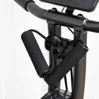 HOMCOM Vélo d'appartement magnetique pliable vélo de Fitness vélo d'intérieur selle réglable dossier guidon écran LCD multifonction bandes résistance acier gris noir(m-8)