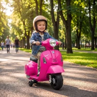 HOMCOM Vespa Licensed 6V Kids Electric Motorbike Ride On Motorcycle  Battery Powered for 18-36 Months with Horn, Pink(m-2)