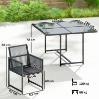 Outsunny 5 Pieces Garden Dining Set, Outdoor Patio Cube Set, 4 Seater Outdoor Table and Chairs with Foldable Backrest, Dark Grey(m-3)