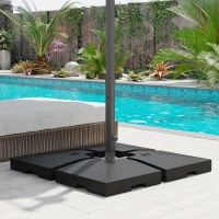 Outsunny Set 4 Basi a Croce per Ombrelloni da Giardino Riempibili con Acqua e Sabbia 51x51x12cm Nero(m-10)